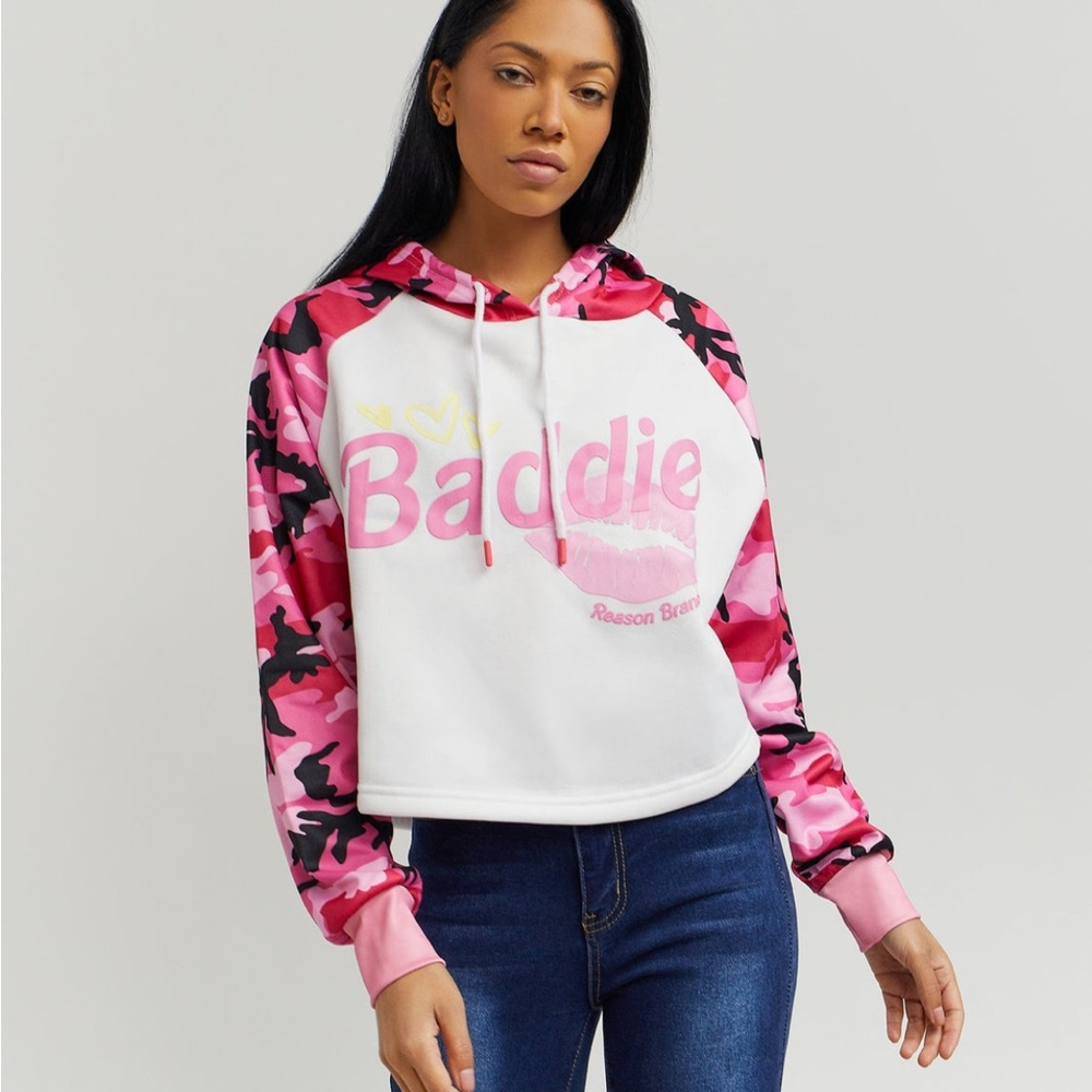 NWT Pink Camo Crop Hoodie - Size XL - Picture 5 of 7